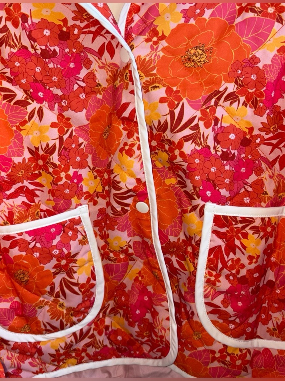 Colorful Floral Quilted Bomber Jacket - Pink & Orange by Kooples - Picture 2 of 4